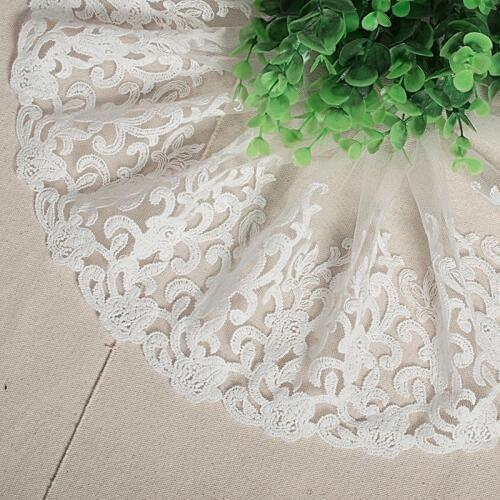 White Tulle Lace Fabric Embroidered Clothes Accessories Wedding Decoration Width 14cm 5Yds/lot