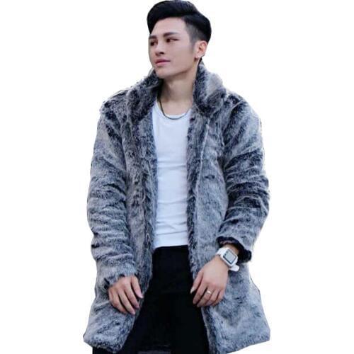 New Mens jacket Mens Long Section Slim Imitation Fur coat Leather Fur Coat Mink Fur Coat Winter Casual Fluff Thick Coat 5XL