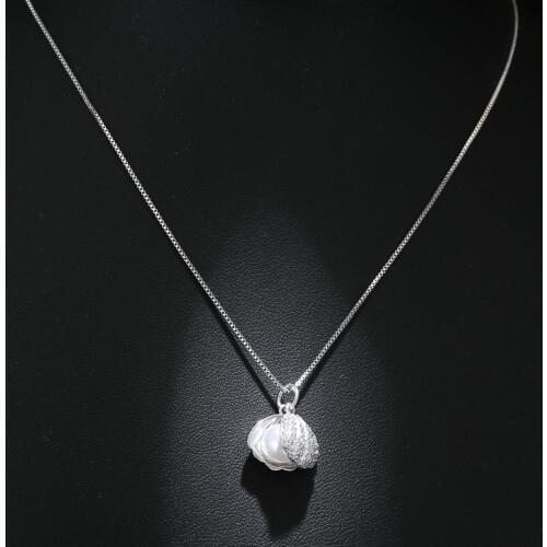 Fashion pearl 925 Sterling Silver chain necklace For Women Retro vintage shell silver choker jewelry necklaces for girls