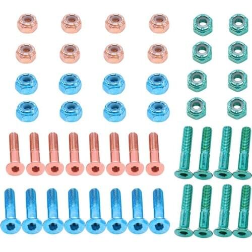 Set of 24Pcs Flat Head Replacement Skateboard Truck Hardware Longboard Mounting Screws Bolts 2.54 cm / 1inch