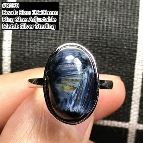 Natural Blue Pietersite Stone Ring Jewelry For Woman Man Oval Healing Beads Crystal Adjustable Ring Silver 925 Gemstone AAAAA
