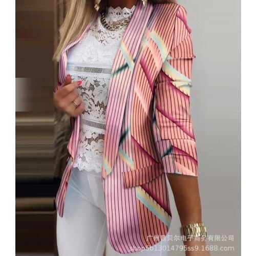New Womens Autumn Blazer Print Long-sleeved Slim-fit Blazer Elegant Blazer Work Blazer Office Lady Jacket