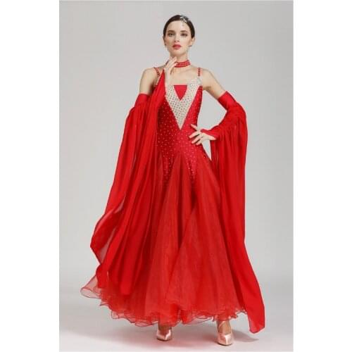 Ballroom Dance Competition Dresses/Standard Ballroom Dress/Ballroom Diamond Costumes Long Suit B-6155