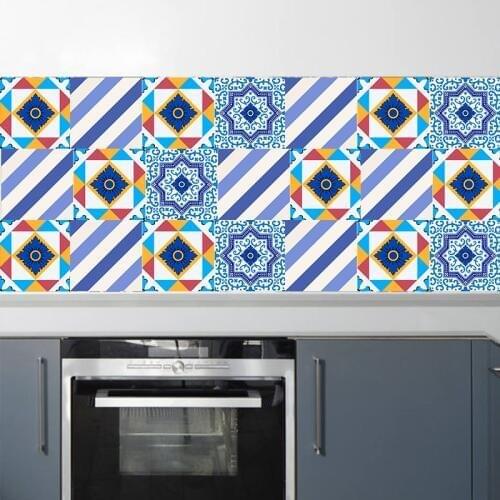 Mexican Style Tiles Floor Wall Sticker Kitchen Backsplash Bathroom Waist Line Wall Decor Poster Art Mural Home Decor