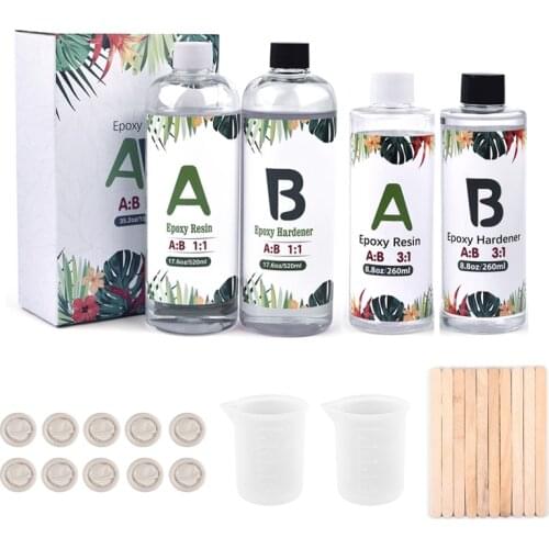 1Set 1000g Transparent Epoxy Resin 1:1 3:1 AB Glue Kit High Adhesive DIY Crystal Resin Mold Jewelry Making Tools Handmade Crafts