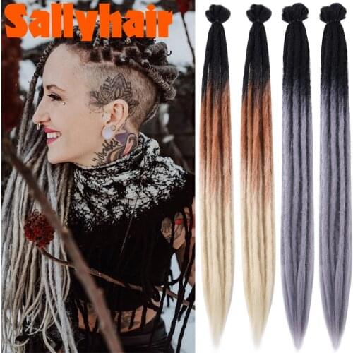 Sallyhair Handmade Dreadlocks Hair Extensions 20"Black Reggae Synthetic Crochet Braiding Hair For Afro Women And Men