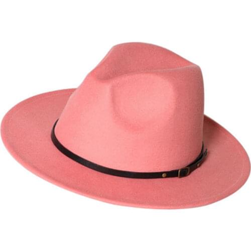 Wholesale fedoras hat Panama felt hat for women jazz hat fedora hat grass green women fedoras women hats with chains