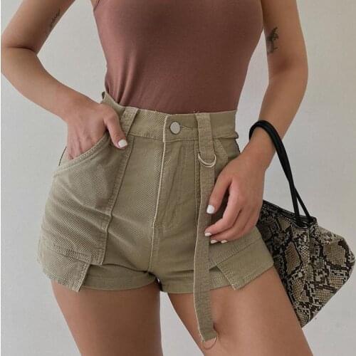 Shnsophi 2021 Summer Sexy Shorts Women Cargo High Waist Shorts Feminino Korean Style Plus Size Women Casual Shorts Femme