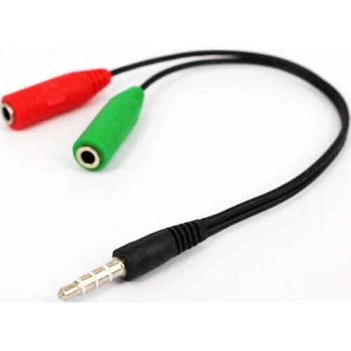Male to 2 Dual Female Plug Audio Jack Stereo Headset Mic Splitter 3.5mm Cable NEW