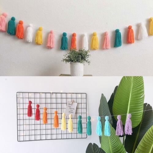 2M Baby Room Decoration DIY Macaron Color Tassel Decor Banner Decoration Bedding Bumpers Party Flags Kids Room Decor
