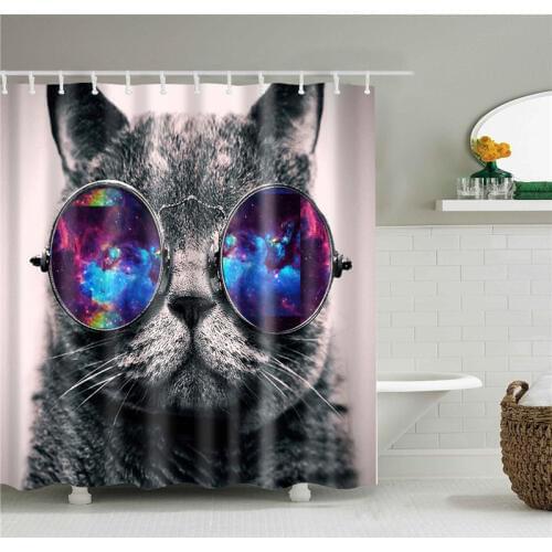 Animals Printed Lion, Tiger, Cat 3d Bath Curtains Waterproof Polyester Fabric Washable Bathroom Shower Curtain Screen with Hooks