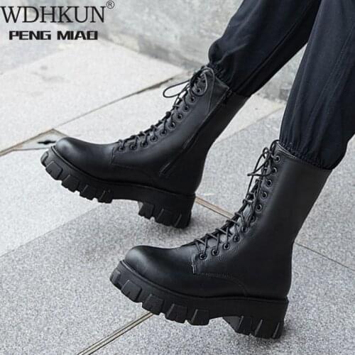 WDHKUN Winter New Women Casual Boots Fashion Warm Boots Top Quality Pu Leather Platform Military Boots Size 35-43 White Boots