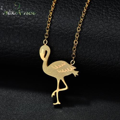 Nextvance Metal Flamingo Pendant Necklace Simple Animal Bird Choker Necklace for Women Jewelry Dropshipping Colar