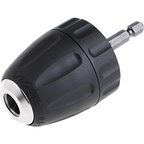 0.8-10mm Keyless Drill Chuck Converter 3/8" 24UNF + 1/4" Hex Shank SDS Adaptor