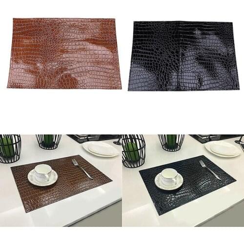 New Western Food Insulation Pad Mat Decorative Coffee Coasters Leather Placemat European Style Crocodile Pattern Table Mat