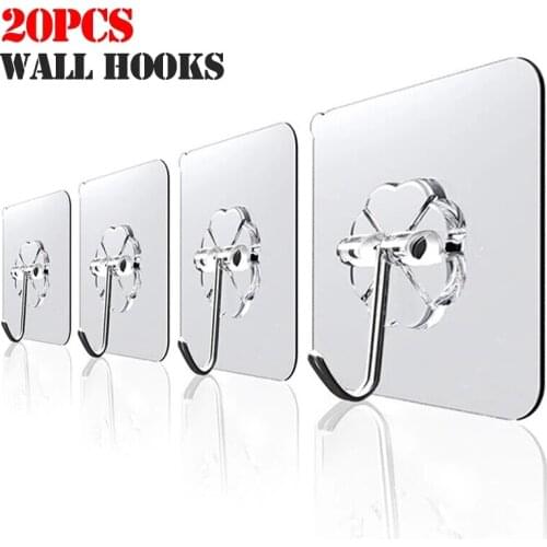 10/20Pcs Transparent Strong Self Adhesive Door Wall Hangers Hooks Suction Heavy Load Rack Cup Sucker for Kitchen Bathroom