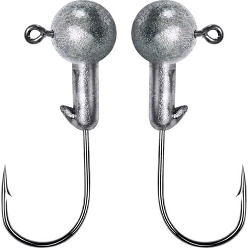 10pcs Long Shank Fishing Hook Set Fish Hooks Carbon Steel Single Circle Jip Hooks Sea Perch Fishing Round Ball Head Hook