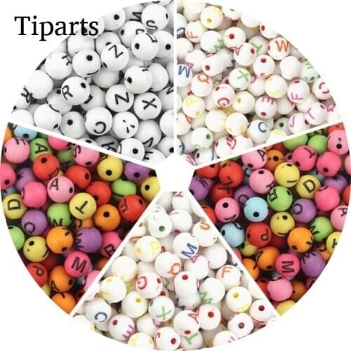 100pcs/Lot 8mm White Flat Acrylic Letter Beads Hole 1.6mm Round Bead For Bracelet Necklace DIY Women Jewelry Findings