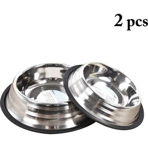 Dorakitten 2Pcs Pet Bowl Non-Slip Stainless Steel Pet Feeder Pet Food Water Bowl For Dog Cat Pet Feeding Supplies Cat Dog Feeder