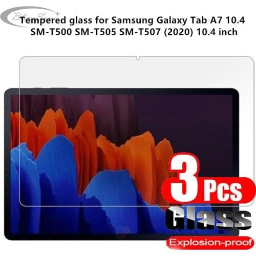 3Pcs Tempered Glass Film For Samsung Galaxy Tab A7 10.4 2020 Screen Protector For Samsung SM-T500 T505 T507 Tablet Guard Glass