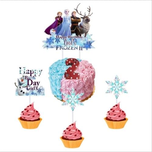 4pcs/lot Frozen Princess Elsa Birthday Party Decor Kids Cake Topper For Girls Birthday Decoration Anniversaire Cake Supplies