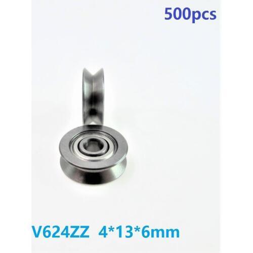 500pcs V624ZZ V624 ZZ 624VV 4x13x6 mm V groove ball bearing roller wheel bearing guide track 4*13*6