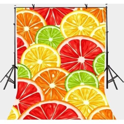 5x7ft Fruit Slice Backdrop Orange Lemon Fruit Slice Photography Background and Studio Photography Backdrop Props