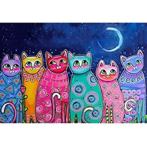 DIY 5D Diamond Painting Moon Cartoon Cat Animal Full Square/Round Drill Mosaic Embroidery Cross Stitch Home Decor Picture