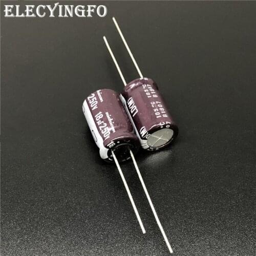 10pcs/100pcs 18uF 250V NICHICON LD 10x16mm High Ripple Current Long life 20000 hour 250V18uF Aluminum Electrolytic capacitor