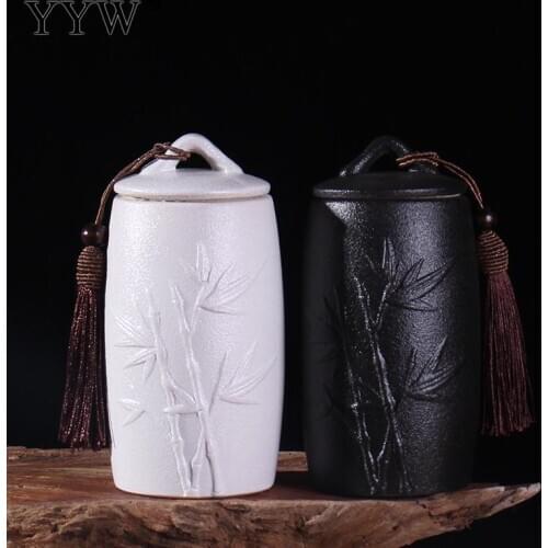 Black And White Funeral Ashes Jar Urn For Human Cremation Pet Ashes Holder Ceramic Keepsake Ashes Urns Casket Seal Storage Jar