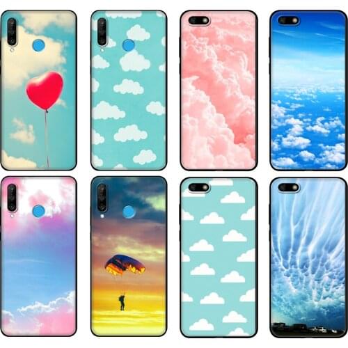 Black tpu Case For Huawei Honor 20 Lite 10 10i 20S 30S 30 Case Honor 7A 5.45 7s 7C 5.7 Case Cover clouds on blue sky