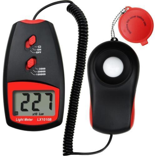 Digital Light Meter Luxmeter 0~100,000 Lux w/ Selectable Range x1 x10 x100, Handheld Illuminance Tester Sensor Illuminometer