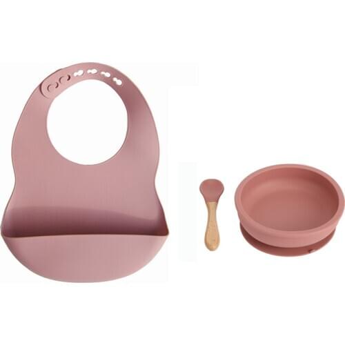Baby Suction Plate Silicone Bib Children Tableware Feeding Set Infant Toddler Anti-flip Suction Dinnerware Food Grade Silicone