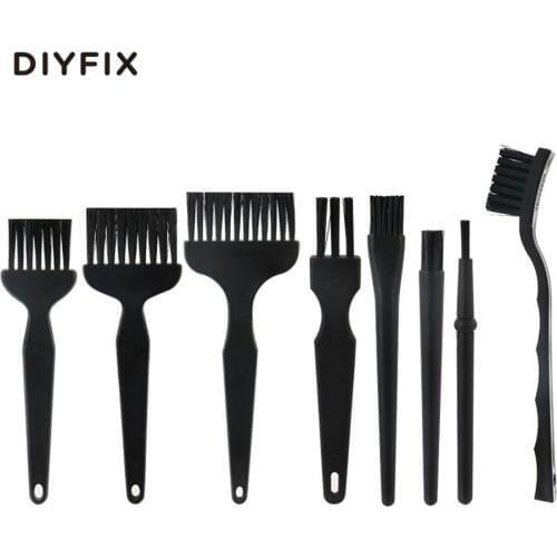 DIYFIX 8Pcs ESD Safe Anti Static Brush Set Detailing Cleaning Tool for Mobile Phone Tablet PCB BGA Repair Work