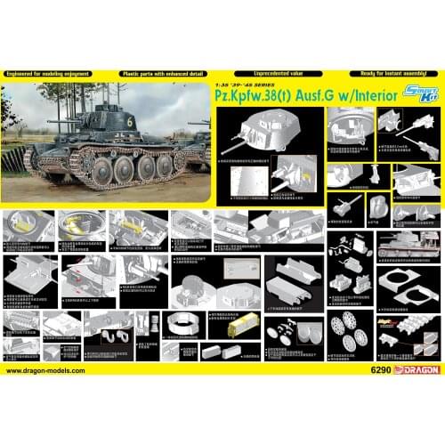 DRAGON 6290 1/35 German Pz.Kpfw.38(t) Ausf.G w/Interior model kit