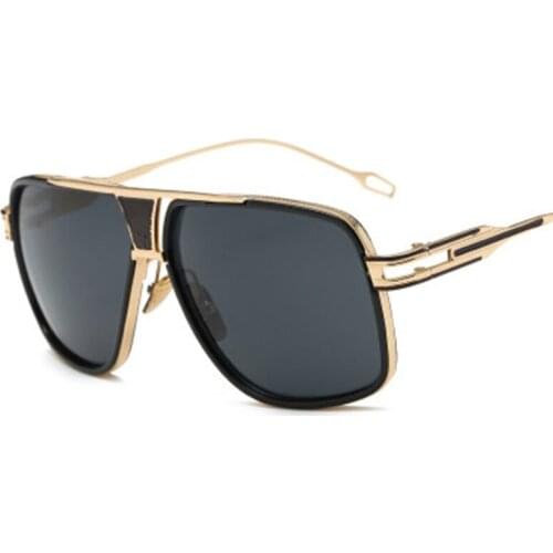Gradient Men Mirror Oversized Big Square Frame Vintage Steampunk Sunglasses