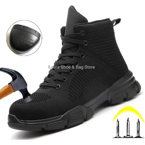 Indestructible Ryder Shoes Men Steel Toe Cap Work Safety Shoes Puncture-Proof Lightweight Breathable Sneakers Black Work Boots
