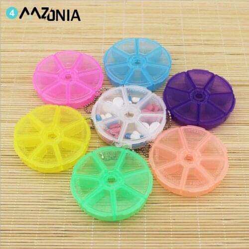Round 7 Compartment Rotating Travel Pill Box Cute Mini Storage Box Jewelry Earring Bead Screw Holder Case Plastic Tool Box