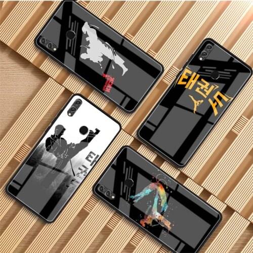 Kungfu Taekwondo DIY Luxury Tempered Glass Phone Case For Huawei P20 P30 P40 Lite PRO Mate 20 30 Lite Pro Cover shell