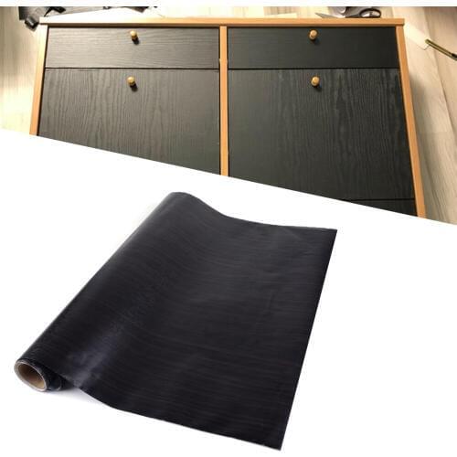 LETAOSK Black Wood Grain Pattern Vinyl Self-adhesive DIY Decorative Film Wall Furniture Kitchen Cabinet Paper Stickers