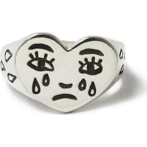 Fashion Silver Color Cry Face Ring Personality Female Wedding Rings for Women Love Heart Shaped Engagement Rings Jewelry D5M695