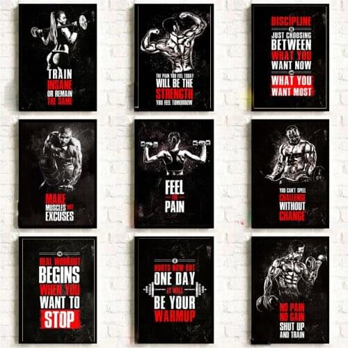 Motivational Quotes Muscle Bodybuilding Fitness Canvas Paintings Posters and Print Wall Art Pictures for Living home Decoration