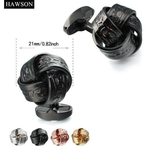 HAWSON Mens Jewelry Knot Cufflinks Gun Plated Vintage Multi Color Twist Cuff Links Alternative Men Shirt Button