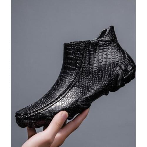 Mens Winter Ankle Boot Men Genuine Leather Casual Shoes Fashion Sneakers Big Size Shoes