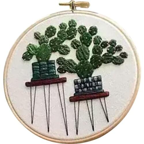 Handmade Embroidery Needlepoint Crafts Kit With Embroidery Hoop, Color Threads, Needles