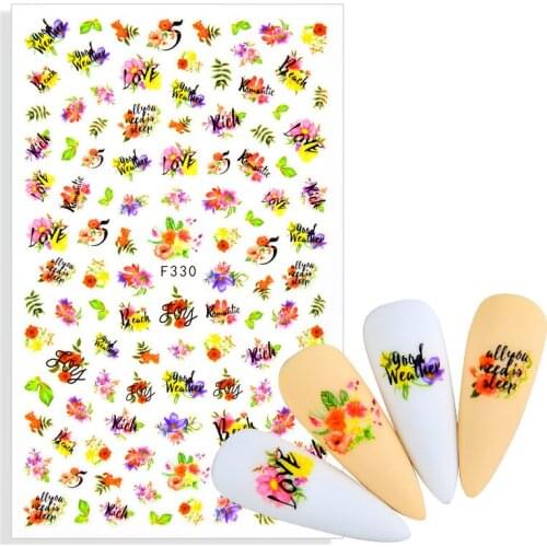 1pcs Nail Stickers Floral Leaves Butterfly Geometric Animal Nail Art Decals Sliders Flower ABC Letter DIY Manicures Decoration