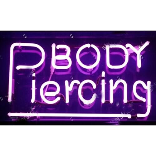 Neon Sign Purple Body Piercing Neon light Neon Wall Sign Beer Love Hotel Advertise Lamp Recreational Handmade Real glass TUBE