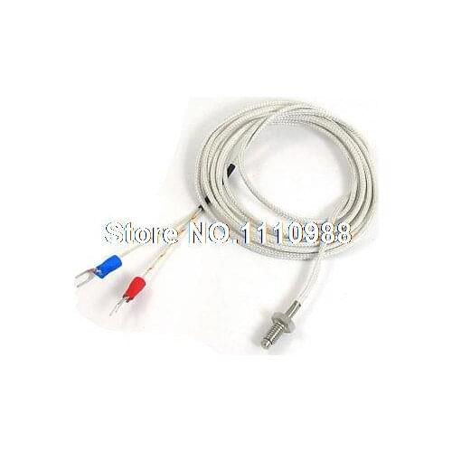 K Type Nylon Braided 800C 6mm Screw Thermocouple Temperature Sensor 2Meters