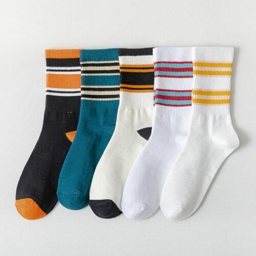 Spring Fashion Womens Socks Cotton Rainbow Stripes Christmas Gift Classic Warm Casual Tide Harajuku Funny Cute Pop Korean Socks