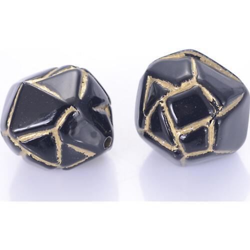 Wholesale Acrylic Antique Design Beads Plastic Spacer Beads With Gold Lined Charms For Women Bracelets Jewelry Making